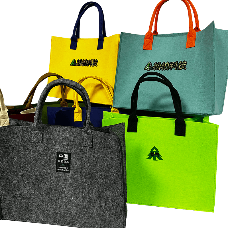 Borsa in feltro con etichetta a trasferimento termico
